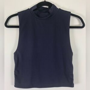 Babaton Aritzia Black Mock Neck Sleeveless Cropped Tank Top Size Medium